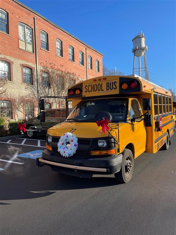 School Bus Decorated for the Holidays